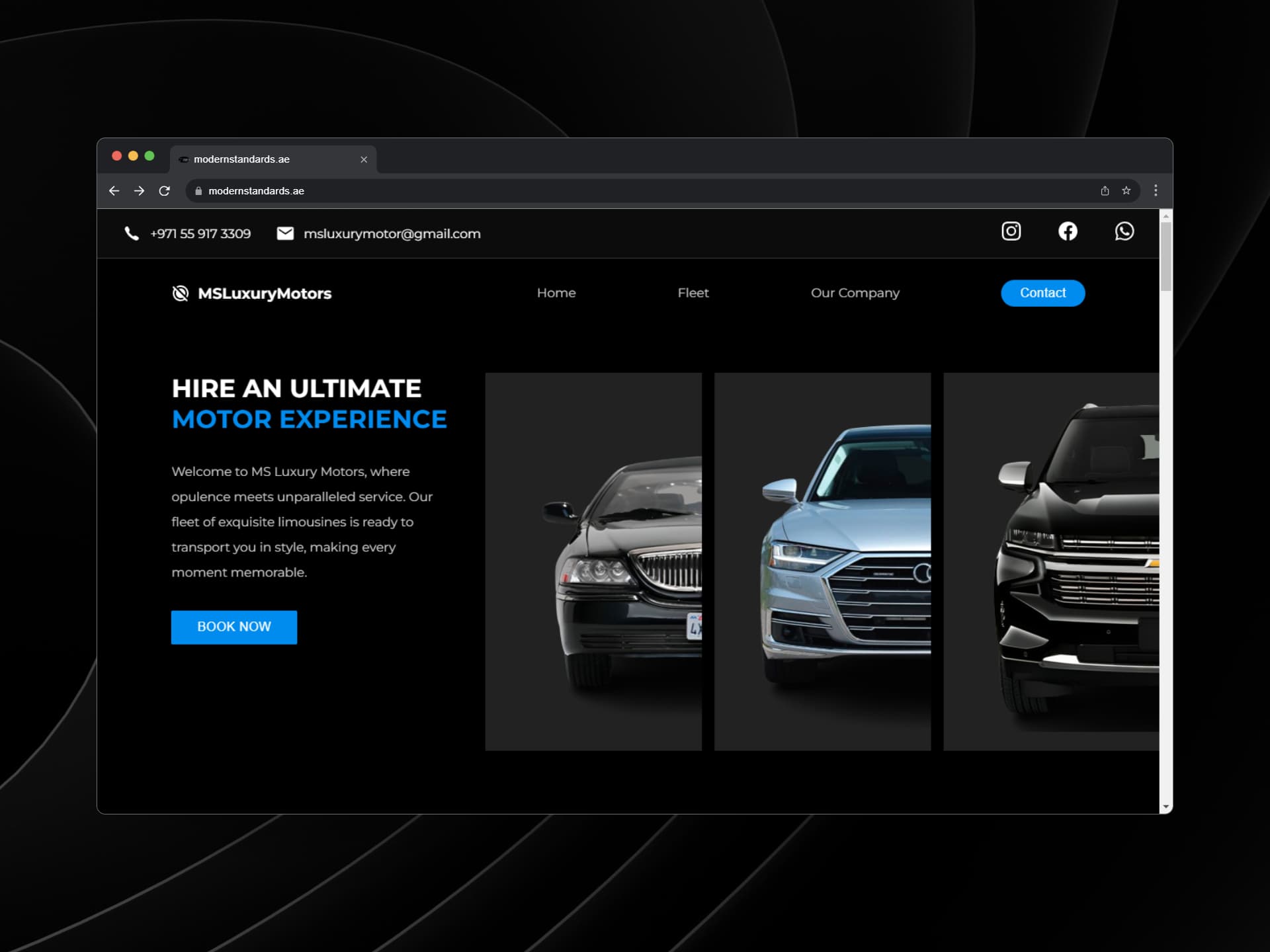 Modern Standards Luxury Motors Website